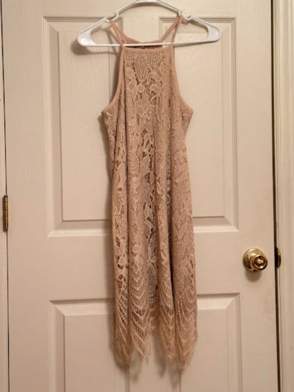 Cream lace halter dress